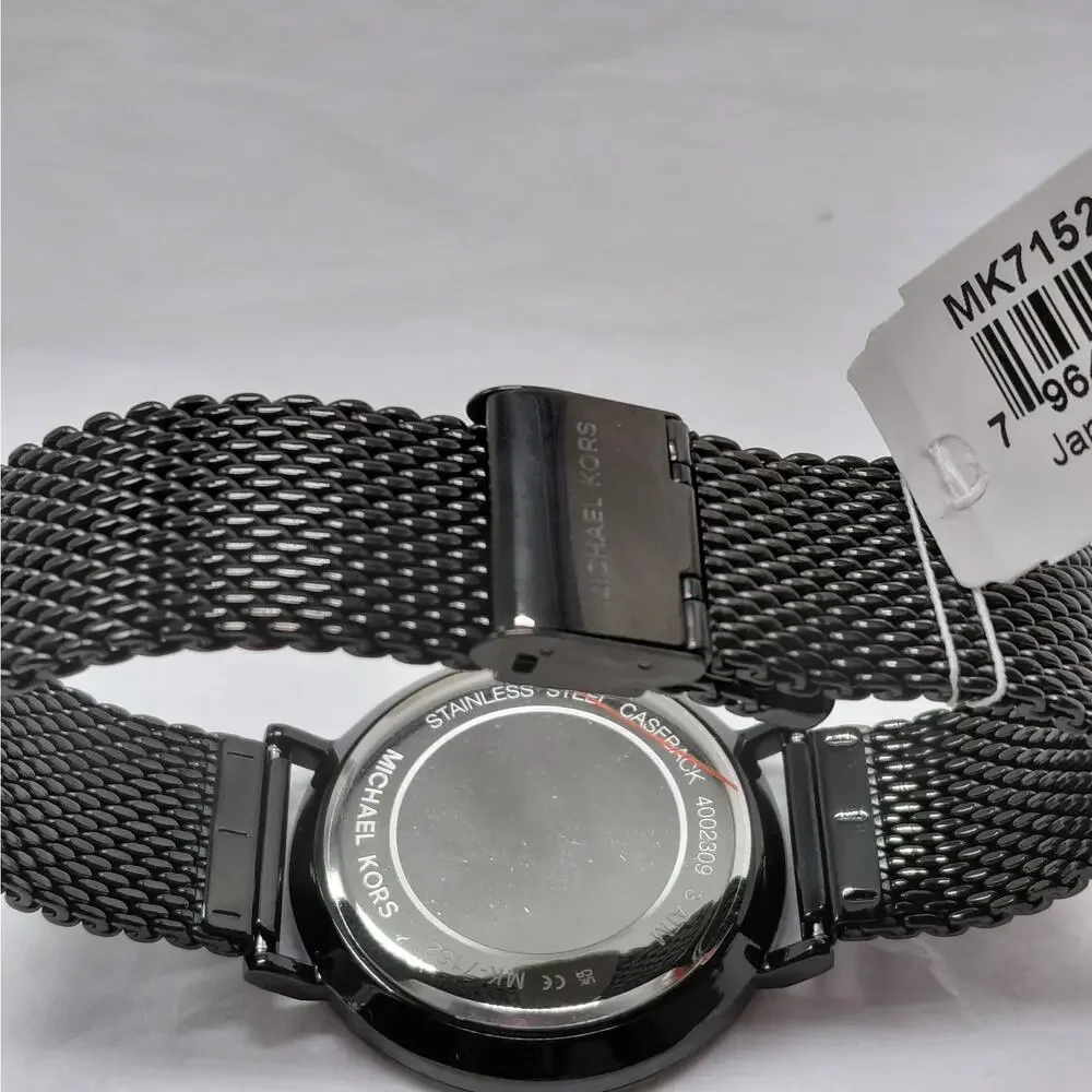 $225 NWT Michael Kors Mens Auden Watch Black Mesh Gift Stainless Steel 42mm